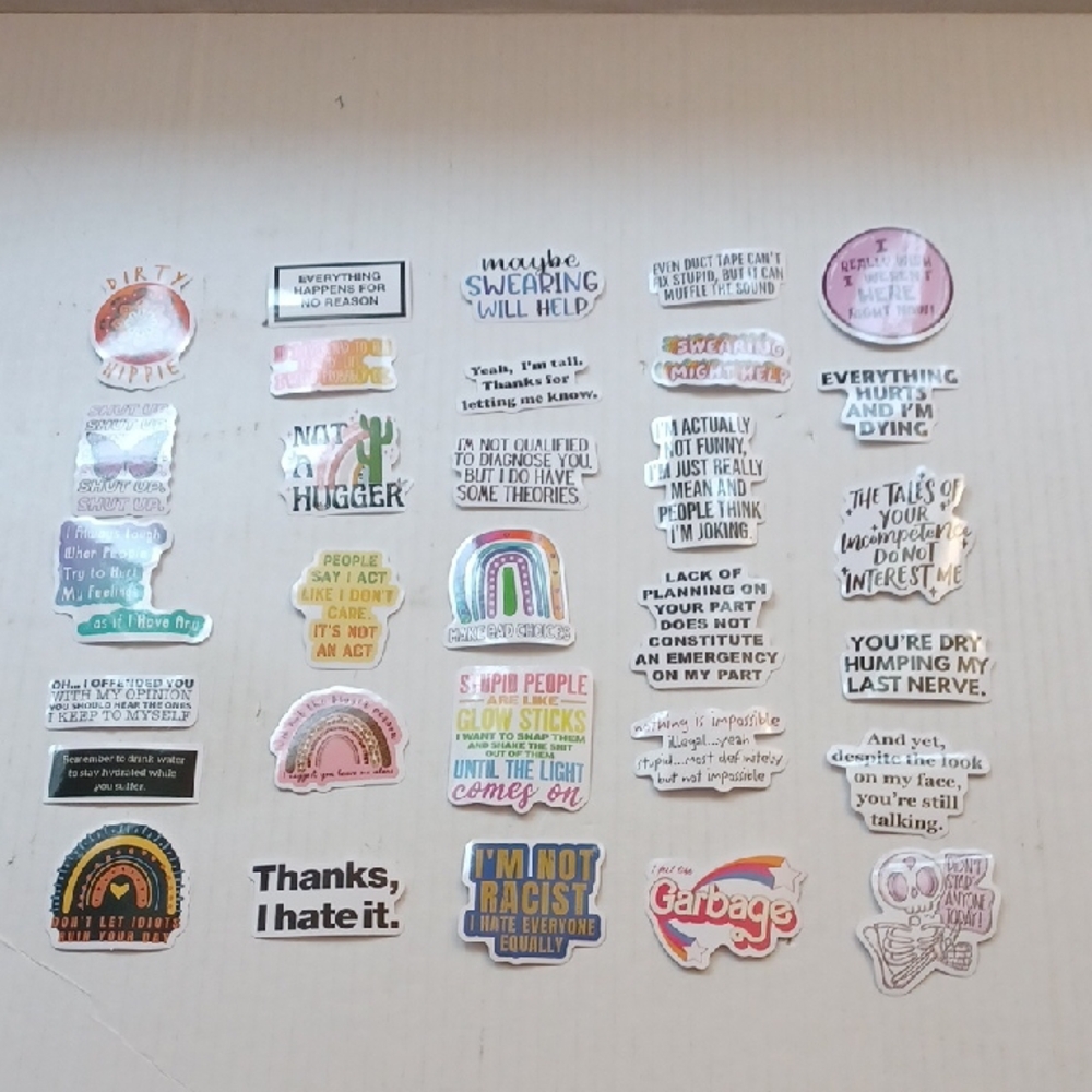 $4 Add-on New Colorful "Negative" Stickers - Set Of 30